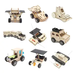 नई डिजाइन एसटीईएम शैक्षिक खिलौना विज्ञान किट लकड़ी की सौर ऊर्जा शैक्षिक खिलौना किट रिमोट कंट्रोल खिलौना कार