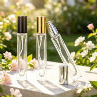 Vente en gros de flacons pulvérisateurs portables miniatures en verre transparent de 10 ml, à fond épais, ronds/carrés, pour échantillons de parfum