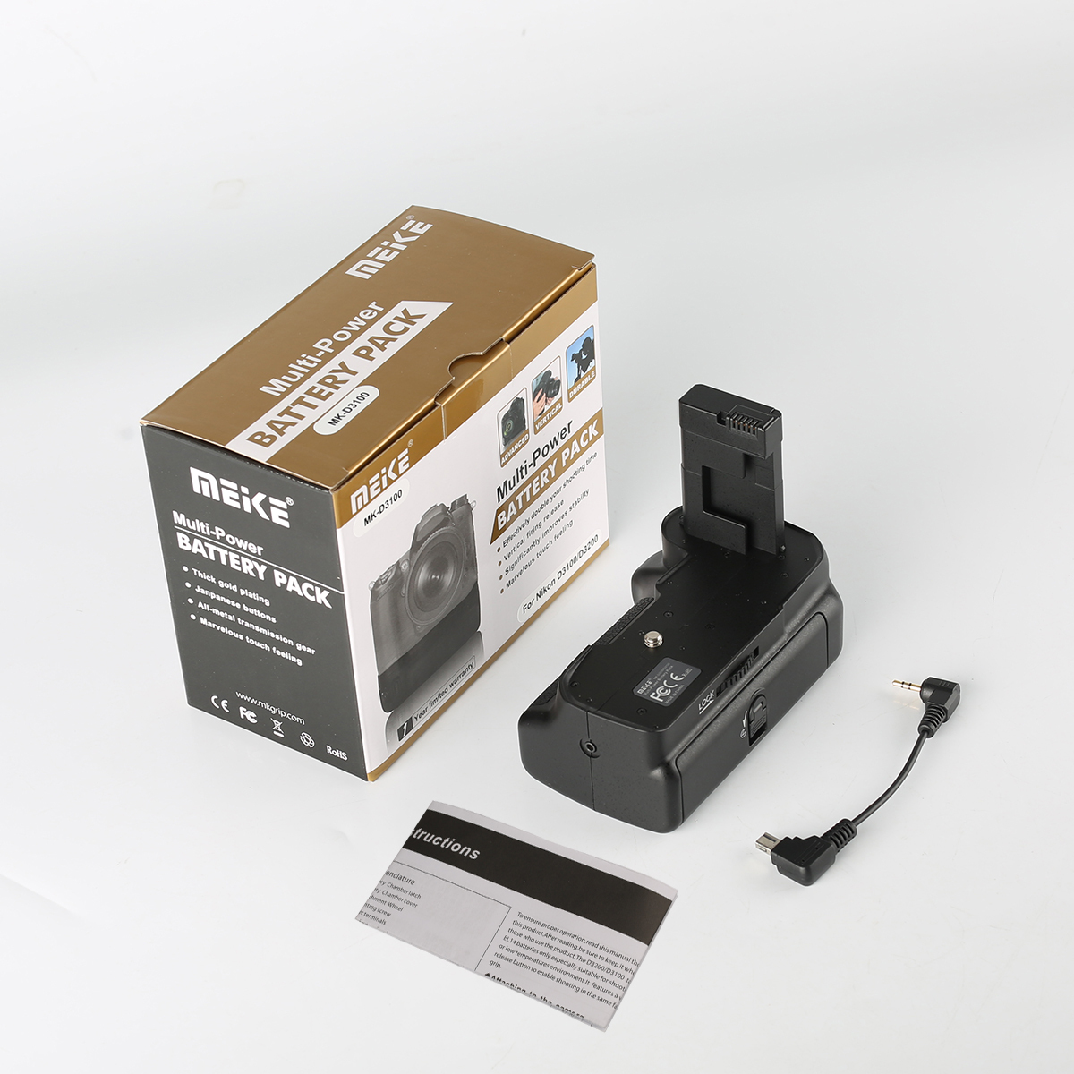 MeiKe MK-D3100 垂直バッテリーグリップホルダー Nikon D3100 D3200 