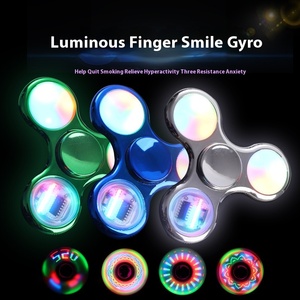 Tùy Chỉnh Ba Lá Ngón Tay Spinner Đầy Màu Sắc Màu Đen Công Nghệ Tay Spinnable Top Sáng Nhựa Fidget Spinner - Product Image 5