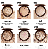 Poudre pressée pour le visage en 6 couleurs, fond de teint, poudre anti-brillance pour peaux foncées