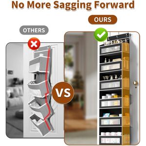 Over The Door Organizer 18 Pockets <b>Hanging</b> Storage Rack Black Rectangle <b>Hook</b> Type <b>For</b> Behind Doors On Walls Neatening Storage - Product Image 6