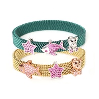 Bracelet en maille extensible de luxe personnalisé, bracelet élastique en gros, fait à la main, en acier inoxydable 316L, bracelet en maille extensible avec breloques