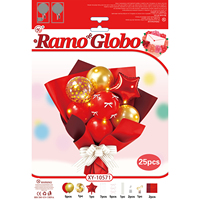 Kit de 25 ballons en latex DIY avec étoiles en aluminium, confettis, lumières LED et papier d'emballage – Décoration de fête pour anniversaire et Saint-Valentin