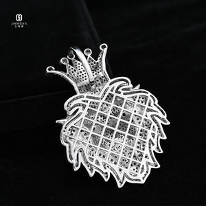 Hip Hop 3D Crown <strong>Lion</strong> Animal <strong>Pendant</strong> Real Gold Plated 925 Sterling Silver Fine Jewelry Moissanite <strong>Pendants</strong> - Product Image 3