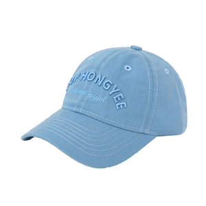 Baseball Cap 6-Panel Cotton Embroidered Letter Logo Adjustable Unisex Casual Spring Summer <b>Light</b> Blue <b>Hat</b> - Product Image 1