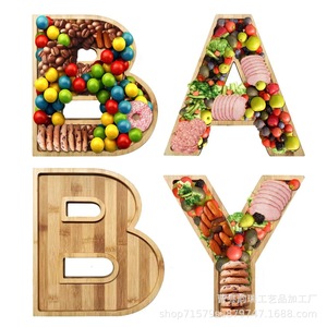 Bamboo <b>Letter</b> Tray Snack Plate For Party Home Dining <b>Wood</b> Color Simple Style Serving Trays - Product Image 5