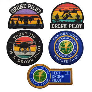 Umwelt freundliche benutzer definierte Stickerei Drohne <span class=keywords><strong>Pilot</strong></span> Regenbogen Streifen Aufbügeln Leinwand Patch für Kleidungs stück und Hut verwenden - Product Image 1
