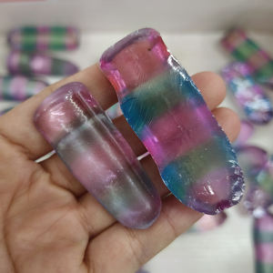 Paraiba non taillée et 18 #   Matériaux bruts de corindon bicolore, pierres précieuses synthétiques brutes pour la fabrication de pierres précieuses en vrac - Product Image 3