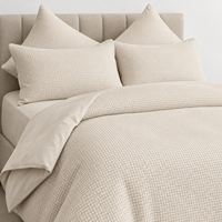 Ensemble de housse de couette en coton gaufré personnalisé, vente en gros, ensemble de literie de couleur unie avec drap et taies d'oreiller