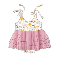 Robe barboteuse une pièce à impression personnalisée pour bébé fille: attaches d'épaule réglables, maille extensible extrêmement douce, quantité minimale de commande bas
