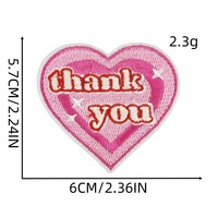 Patch brodé thermocollant en feutre non tissé avec fil de polyester, autocollant en tissu adhésif, motif lettre anglaise et cœur mignon, pour ordinateur