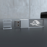 Memoria USB 3.0 Personalizada con Cristal y Luz LED, 2GB 4GB 8GB 32GB 64GB, Pendrive de Cristal