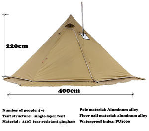 <span class=keywords><strong>Tente</strong></span> <span class=keywords><strong>tipi</strong></span> de randonnée légère imperméable 4-6 personnes <span class=keywords><strong>tente</strong></span> chaude poêle d'hiver Camping en plein air randonnée la pyramide - Product Image 2