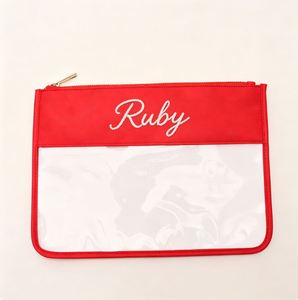 Pochette cosmétique personnalisée en PVC transparent avec fermeture éclair plate, idéale pour la couture, la broderie et le point de croix, disponible en dropshipping - Product Image 1