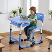 Ensemble bureau et chaise pour étudiant, table d'étude individuelle pour salle de classe primaire et collège