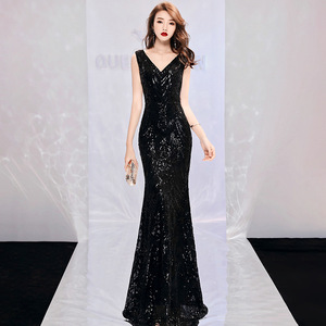 1211 robe de soirée été coupe ajustée longue Toast mariée robe en queue de poisson mode féminine - Product Image 5