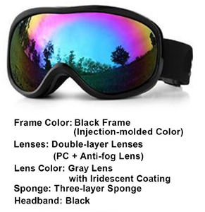 משקפי סקי בהתאמה אישית, שכבה כפולה, נגד אדים, ניתנים להתאמה למשקפי ראייה, ספורט חיצוני, משקפי סקי, הגנה UV 400 - Product Image 6
