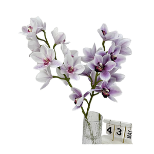 Branche <span class=keywords><strong>de</strong></span> <span class=keywords><strong>fleurs</strong></span> artificielles Cymbidium Hookerianum Real Touch Tropical Phalaenopsis Tiger Orchid Plant Bridal Wedding <span class=keywords><strong>Bouquet</strong></span> Decor - Product Image 1