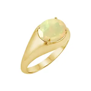 Gemnel perhiasan populer desain unik 925 perak murni cincin signet berlapis emas opal mewah