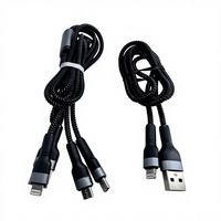 Câble de données 3-en-1 120W directement de l'usine, noir et gris, en nylon tressé, conducteur en cuivre pur, USB3.0 Micro/pour iPhone, ordinateur, écouteurs
