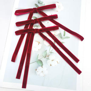 Noeuds en velours rouge E-Magic, décorations pour sapin de Noël, couronne, ruban en velours bordeaux, guirlande, noeuds en velours avec attaches transparentes - Product Image 3