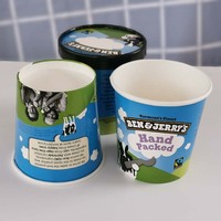 4 Oz 8 Oz Franchiseur Gobelets à crème glacée en papier pour yaourt glacé avec couvercles plats en plastique