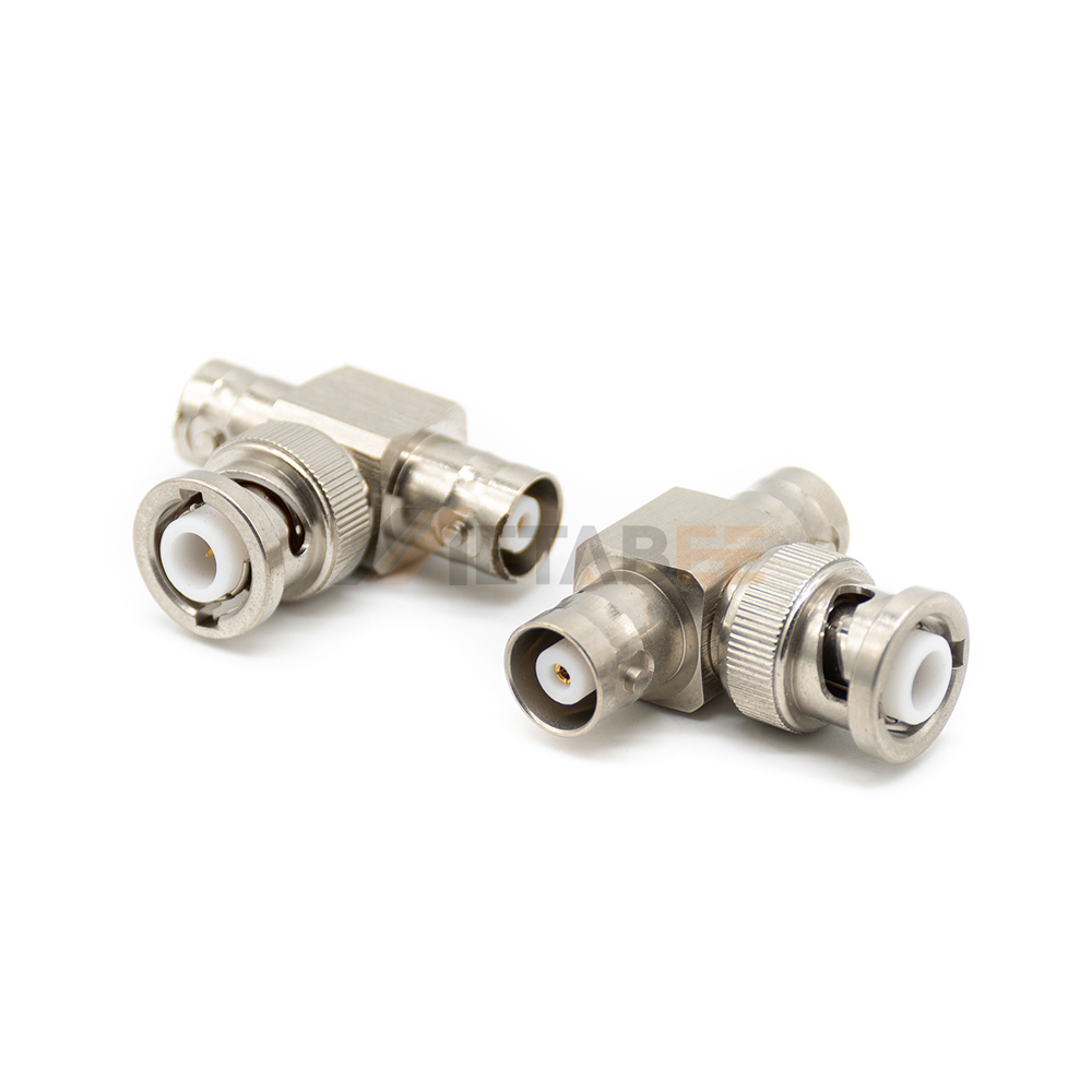 BNC Tee Adapter 1 Male to 2 Female T Shaped Connector 50 Ohm