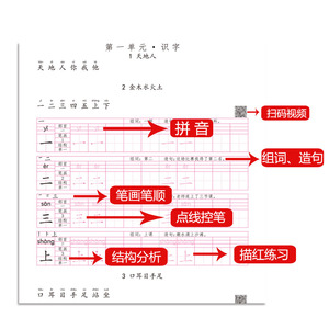 Cuaderno de práctica de escritura sincronizada de idioma chino elemental, edición de People's Education Press, estudiantes de <span class=keywords><strong>primaria</strong></span> - Product Image 4