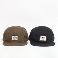 Gorras de Senderismo y Camping de Cinco Paneles de Algodón Estilo Vintage Personalizadas de Fábrica China con Parche de Cuero para Hombre y Mujer