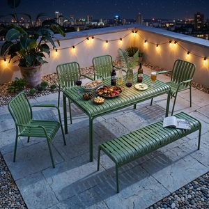 Set <span class=keywords><strong>da</strong></span> Pranzo per Esterni in Alluminio, Sedia <span class=keywords><strong>da</strong></span> Patio, Tavolo e Sedie in Metallo, Arredamento <span class=keywords><strong>da</strong></span> <span class=keywords><strong>Giardino</strong></span> Moderno - Product Image 1