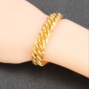Hot Selling JXX Brass Jewelry Hip Hop Chain 24k Gold Plated <b>Cuban</b> <b>Link</b> Chain Bangle <b>Bracelet</b> for <b>Men</b> and Women - Product Image 3
