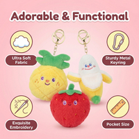 Porte-clés en peluche doux et mignon de 8 cm, motif fruits de dessin animé (banane, mangue), pour sacs et enfants