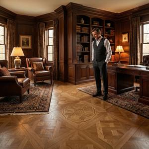 <span class=keywords><strong>Parquet</strong></span> en chêne à motif Versailles avec construction technique, dalles en bois massif préfinies pour hôtel de luxe et villa - Product Image 5