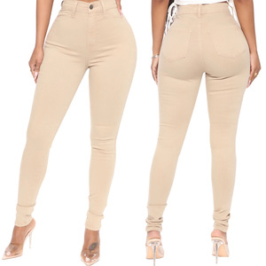 <span class=keywords><strong>Jean</strong></span> Skinny <span class=keywords><strong>Taille</strong></span> <span class=keywords><strong>Haute</strong></span> <span class=keywords><strong>Kaki</strong></span> pour <span class=keywords><strong>Femme</strong></span>, en Denim Tricoté Extensible, Couleur Inaltérable, Vente en Gros OEM - Product Image 5