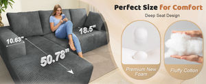 أريكة مودولار مخملية الأكثر مبيعًا مع مقعد من الفوم الذاكر معبأة بتفريغ الهواء لسهولة التركيب - Product Image 6