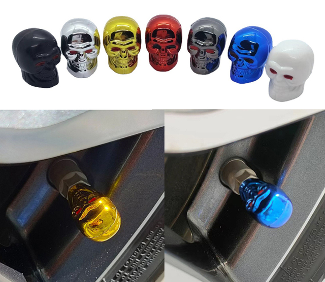 Air Tire Caps Skull Design Dust Cap Flag Ball Style Tire Valve Cap Stem Cover