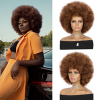 LIANZHU YM067 Perruque synthétique afro bouclée de 10 pouces, coupe bob, sans colle, densité 180%, pour femmes noires, volumineuse, résistante à la chaleur