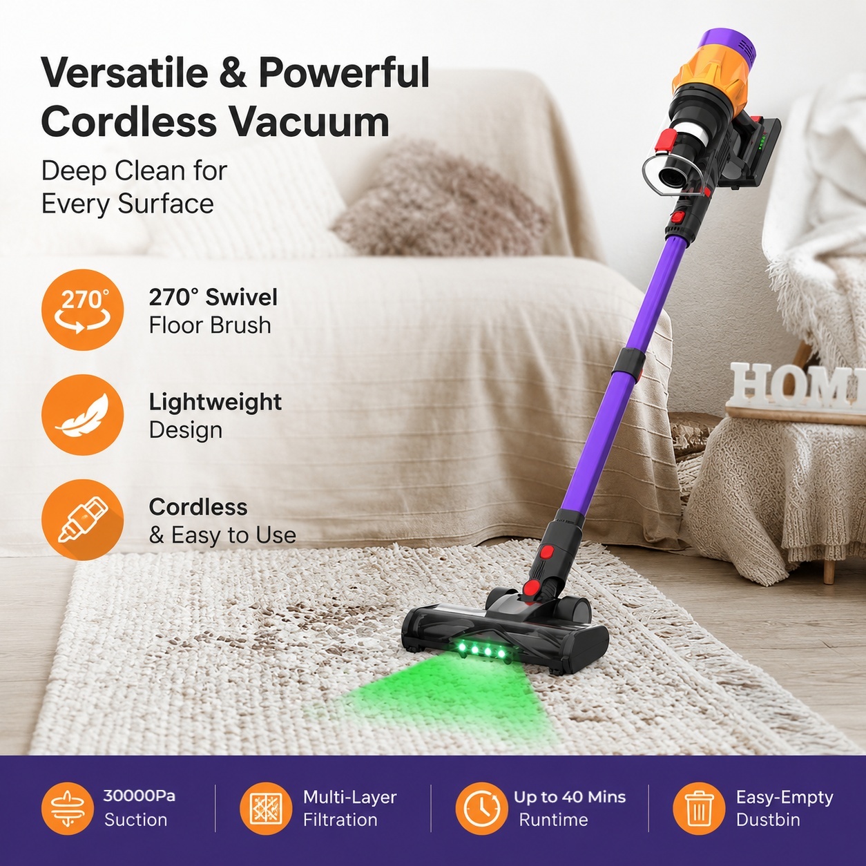 <strong>2026</strong> <strong>Best</strong> Cordless Dry <strong>Vacuum</strong> <strong>Cleaner</strong> GV18 Brushless Motor HEPA Filter Multi Cyclone Filtration Carpet Hard Floor Lightweight