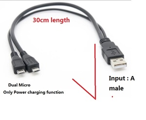 2 puertos <span class=keywords><strong>USB</strong></span> 2,0 a macho a Dual <span class=keywords><strong>Micro</strong></span> 5 pines Y adaptador trenzado blindado chaqueta de PVC cable de alimentación para computadora y cámara - Product Image 3