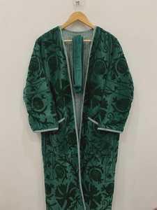 Handcrafted Velvet Suzani Belted Kaftan <b>Robe</b> Boho Festival Jacket Embroidered Long <b>Coat</b> For Women - Product Image 1