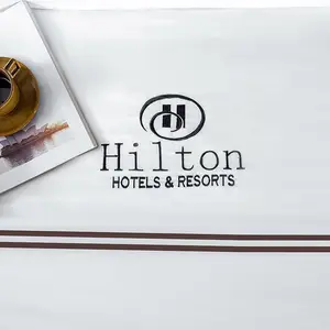 Parure de lit d'hôtel avec Logo brodé, ensemble de literie 100% coton, housse de couette, drap, style hôtel
