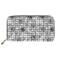 Dompet Panjang Custom dengan Ritsleting, Bahan Kulit PU, Dompet Wanita dan Pria, Tas Selempang Cetak dengan Tempat Kartu, Desain Tropis Hawaii