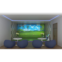 Véritable simulateur de golf Trackman interactif avec projection intelligente Nouveau design de boîtier de golf intérieur pour centre commercial