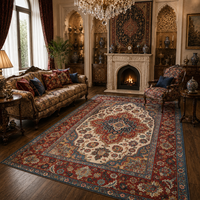 Alfombra Oriental Floral Lavable con Estampado Personalizado OEM ODM, Alfombra de Poliéster Antideslizante con Medallón Vintage para Sala de Estar, Decoración del Hogar
