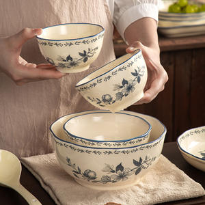 Cuenco de porcelana <span class=keywords><strong>azul</strong></span> y <span class=keywords><strong>blanca</strong></span> de estilo chino de lujo, plato de pescado de doble oreja, nueva <span class=keywords><strong>vajilla</strong></span> de cerámica para servir sopa de arroz, hoteles en casa - Product Image 3