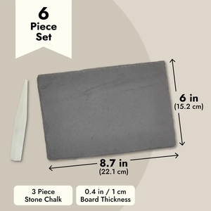 Ensemble de <span class=keywords><strong>6</strong></span> planches à fromage en <span class=keywords><strong>ardoise</strong></span> planches de charcuterie noires plateau d'assiette en pierre naturelle plateau de service à fromage napperon de restaurant - Product Image 5