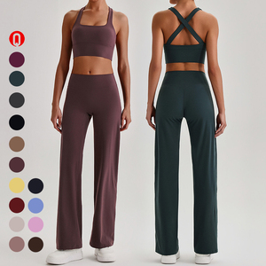 Conjunto Deportivo de <span class=keywords><strong>2</strong></span> Piezas para Gimnasio, Running, Yoga, Sujetador Deportivo Suave y Elástico, Leggings de Cintura Alta con Corte Recto y Acampanado, OEM - Product Image 1