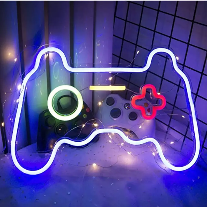 Hot Sale Game Shaped Neon Lights Gamepad Controller Led Sign Gifts For Gaming Zone Party Wall Hanging Home Decor Light