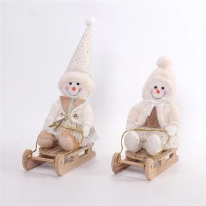 Adorable Muñeco de Peluche de Muñeco de Nieve Navideño de 2 Piezas en Trineo, Regalo Festivo para Niños - Product Image 2